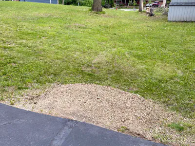after: stump right next to a driveway