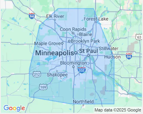 service area map covering the Twin Cities and surrounding area